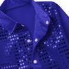 Xnihocha Kids Boys Glittery Sequin Long Sleeve Spread Collar Shirt for Choir Jazz Dance Stage Performance Blue 7-8 Years view 2