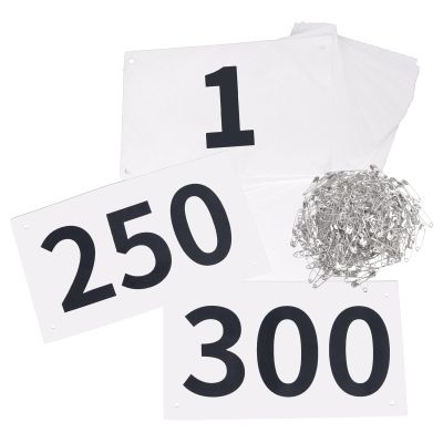 TRIWONDER Tyvek Running Bib Competitor Numbers with Safety Pins, Running Numbers Paper Tags 1-500, Tearproof and Waterproof 4 x 7 Inches for Marathon Races and Events Sports Games (1-300)