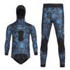 WYYHAA 5MM Neoprene Spearfishing Wetsuit with Hooded, 2 Pieces Long Sleeve Full Body Camouflage Hunting Diving Suit for Cool Water Freediving,Blue,XL view 1
