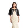 Lifup Women's Soft Chiffon Lace Shawls Wraps with Buckle for Wedding Evening Dress Wedding Cape Bolero Cover Up Black view 1
