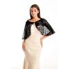 Lifup Women's Soft Chiffon Lace Shawls Wraps with Buckle for Wedding Evening Dress Wedding Cape Bolero Cover Up Black view 2