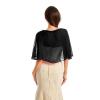 Lifup Women's Soft Chiffon Lace Shawls Wraps with Buckle for Wedding Evening Dress Wedding Cape Bolero Cover Up Black view 3
