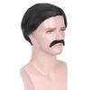 RightOn Men's Black Wig Short Black Wig and Mustache Black Bob Wigs for Men Halloween Party Costume Wigs view 3