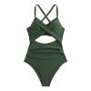 Akklian Women Ruched Wrap V Neck Cut Out One Piece Slimming Swimsuit High Waisted Monokini Tummy Control Bathing Suit view 3