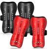 Shin Guards Soccer Kids - 2 Pairs Shin Guards for Youth and Adults, Football Shin Pads for Games, Kids Shin Guard Sleeves for Boys, Girls, Toddler, Child (Red Black, Medium) view 1