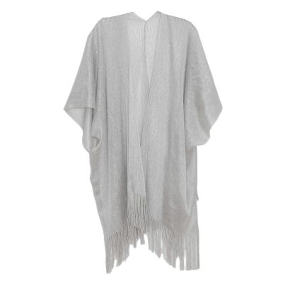 Lifup Women's Sparkling Shawls and Wraps with Tassels for Evening Dresses, Soft Silky Fringe Wraps for Wedding Wedding Party Silver