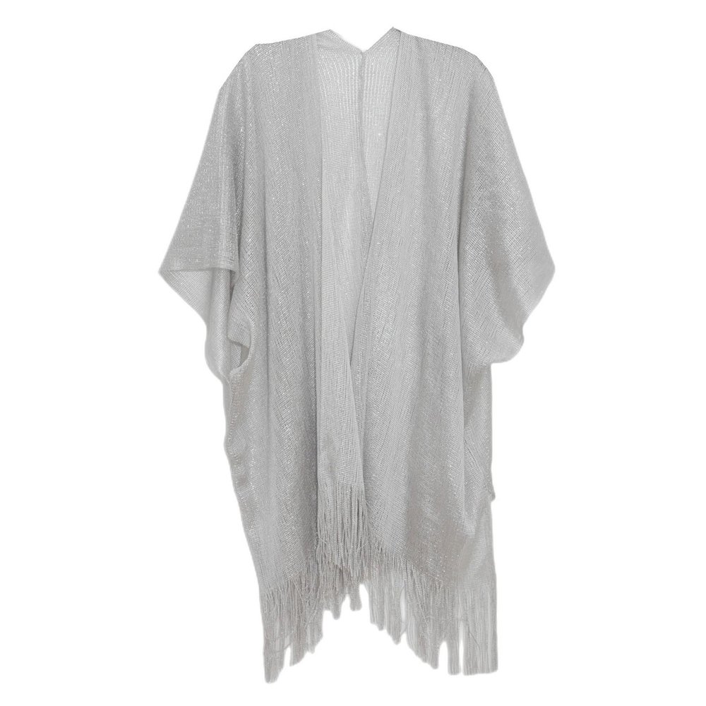Lifup Women's Sparkling Shawls and Wraps with Tassels for Evening Dresses, Soft Silky Fringe Wraps for Wedding Wedding Party Silver