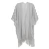 Lifup Women's Sparkling Shawls and Wraps with Tassels for Evening Dresses, Soft Silky Fringe Wraps for Wedding Wedding Party Silver view 1