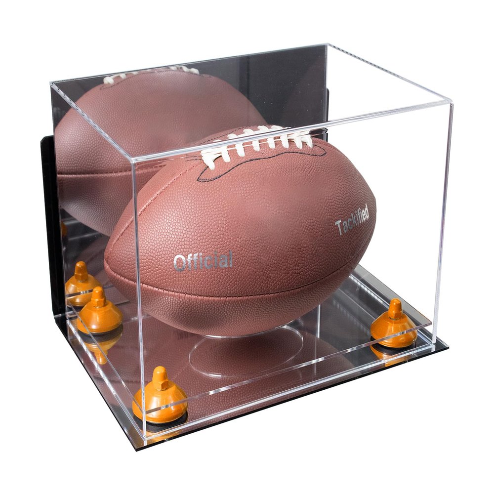 Football Display Case, Durable Clear Display Case with Mirror Base , Wall Mounted Case for Full Size Footballs, Sports Memorabilia, Collectibles, Keepsakes, Autographed Balls Items (A004/V41)