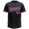 Fanscustom Customize Black Two Button Baseball Jerseys Blue Pink Name and Number Personalized Baseball Tee Shirts Black Sports Uniforms Stitched Name Number Logo for Unisex Youth Kids Plus Size view 2