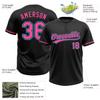 Fanscustom Customize Black Two Button Baseball Jerseys Blue Pink Name and Number Personalized Baseball Tee Shirts Black Sports Uniforms Stitched Name Number Logo for Unisex Youth Kids Plus Size view 3