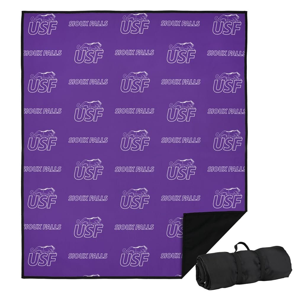 LOGOVISION University of Sioux Falls Picnic Outdoor Blanket, 50"x60" Logo Pattern, Foldable Blanket for Picnic, Beach, Camping, Park, Tailgate