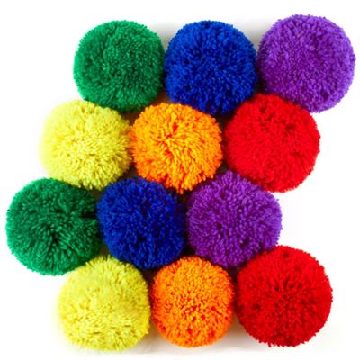 12-Pack Soft Fleece Balls Large 5-inch Dodgeball Playground Balls, Rainbow Pack Size for Dodge Ball, Handball, Camps and Schools