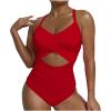 Akklian Women Ruched Wrap V Neck Cut Out One Piece Slimming Swimsuit High Waisted Monokini Tummy Control Bathing Suit view 1