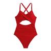 Akklian Women Ruched Wrap V Neck Cut Out One Piece Slimming Swimsuit High Waisted Monokini Tummy Control Bathing Suit view 3