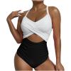 Akklian Women Ruched Wrap V Neck Cut Out One Piece Slimming Swimsuit High Waisted Monokini Tummy Control Bathing Suit view 1