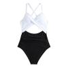 Akklian Women Ruched Wrap V Neck Cut Out One Piece Slimming Swimsuit High Waisted Monokini Tummy Control Bathing Suit view 3