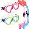 2 Sets Snorkeling Gear for Kids, Kids Snorkel Set for Ages 6-14, Dry Top Snorkel Mask Set for Youth Boys Girls Junior, Tempered Glass Diving Swimming Mask Goggles view 1