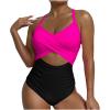Akklian Women Ruched Wrap V Neck Cut Out One Piece Slimming Swimsuit High Waisted Monokini Tummy Control Bathing Suit view 1