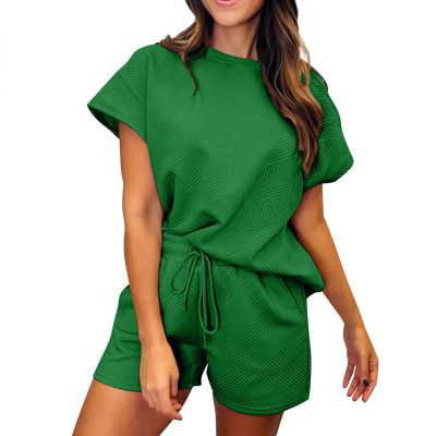 2 piece shorts set for women summer dressy vacation sexy going out lounge plus size Short Sleeve Tunic Tops Shorts Outfits Sets Vacation Trendy Shorts Matching Sets Outfits 2024 Dark Green