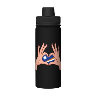 SIYTUAU Holding Love In Your Hands Flag Of The Marshall Islands Water Bottle 18 Oz Stainless Steel Water Bottles Leak Proof Outdoor Sports Insulated Water Bottle Funny Bottle Water