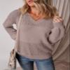 SHEWIN Oversized Sweaters for Women Lightweight Casual Long Sleeve V Neck Crochet Sweater Womens Tops Cable Knit Spring Clothes for Women 2025 B Apricot Pink XX-Large view 2