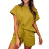 white two piece set for women dressy beach vacation going out Summer 2 Piece Outfits Shorts Sets Work Matching Set 2024 Two Piece Short Sets Pullover Tops and Shorts Lounge Set Tracksuit view 1