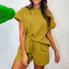 white two piece set for women dressy beach vacation going out Summer 2 Piece Outfits Shorts Sets Work Matching Set 2024 Two Piece Short Sets Pullover Tops and Shorts Lounge Set Tracksuit view 2