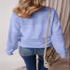 SHEWIN Sweaters for Women Casual Long Sleeve V Neck Lightweight Crochet Sweater Hollow Out Cable Knit Pullover Jumper Solid Womens Spring Tops B Sky Blue Small view 4