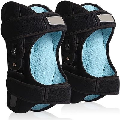 FoRes Knee Booster Non-Slip Breathable Knee Brace Alloy Skeleton Three-layer Composite Cotton Material Adjustable Three Gear Strength Suitable for Injured Fracture Support Sprain (Size : Medium)