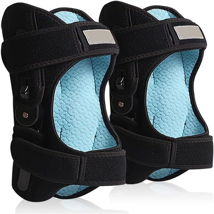 FoRes Knee Booster Non-Slip Breathable Knee Brace Alloy Skeleton Three-layer Composite Cotton Material Adjustable Three Gear Strength Suitable for Injured Fracture Support Sprain (Size : Medium)