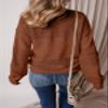 SHEWIN Sweaters for Women Casual Long Sleeve V Neck Lightweight Crochet Sweater Hollow Out Cable Knit Pullover Jumper Solid Womens Spring Tops B Coffee Small view 4