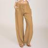Generic Women's Cotton Linen Pants,2024 Summer Wide Leg Casual Loose Lightweight Flowy Beach Pants,Plus Size Drawstring High Waist Palazzo Trousers Pants with Pockets Vacation Outfits(A-Khaki,M) view 2