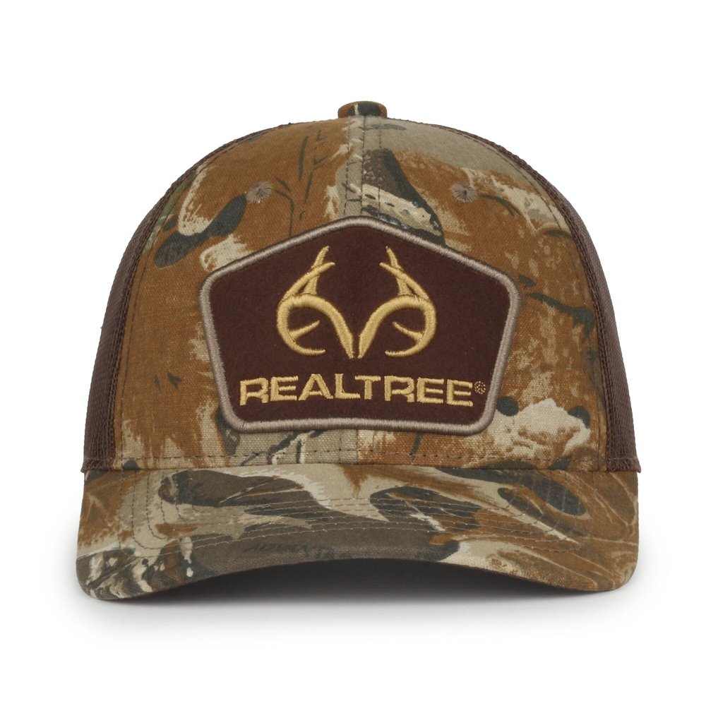 Realtree Advantage Camo Hat  Structured Hunting Cap with Mesh Back, Adjustable One Size, Brown