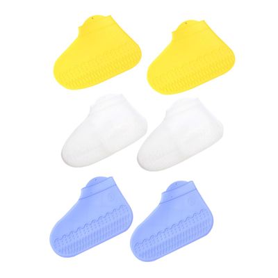 KOMBIUDA 3pairs Silicone Shoe Covers Rainproof Overshoes for Men Women Yellow Keep Shoes Clean Rainy Days