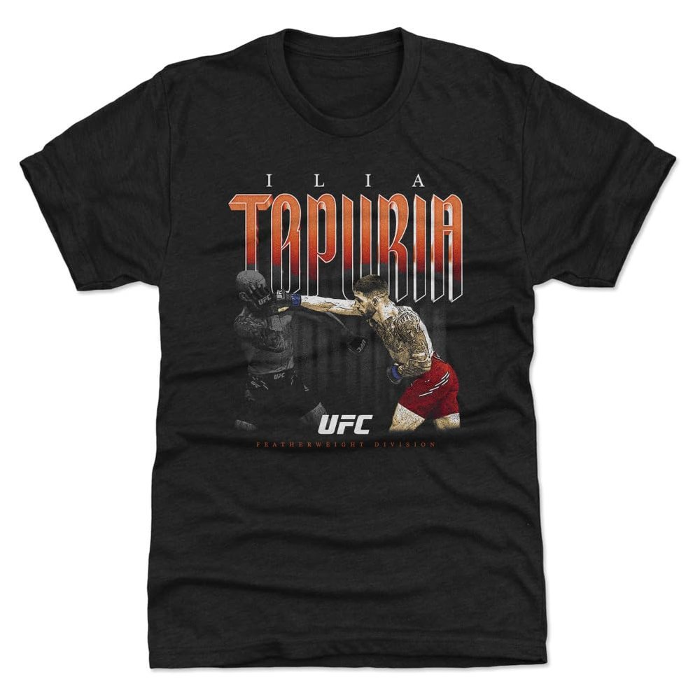 500 LEVEL Ilia Topuria UFC Men's Premium T-Shirt - Ilia Topuria Retro Bitmap WHT (Tri Black, XX-Large)