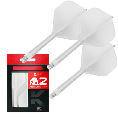 Target Darts K Flex Integrated Dart Flights and Shafts, No.2 White (Medium) | Pack of 3 K-Flex  No2, Kflex All in One Moulded Dart Flight & Stem | Professional Dart Accessories