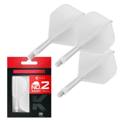 Target Darts K Flex Integrated Dart Flights and Shafts, No.2 White (Short) | Pack of 3 K-Flex  No2, Kflex All in One Moulded Dart Flight & Stem | Professional Dart Accessories