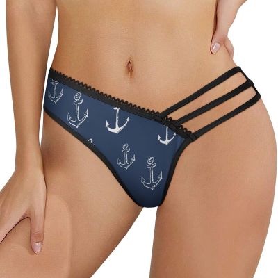 Nisza Anchors on Blue Women's Sexy Breathable Mesh Panties, 2XL, Style