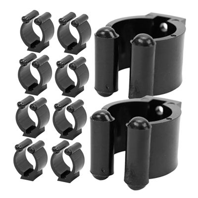 Balacoo 10Pcs Medium Wall-Mounted Individual Mount Snooker cue Organizer Clip Plastic Wall Club Clip Fishing Rod Holder Holder Fishing Rod Securing Clip Pool cue Holder Broom, 2.80X2.00X1.60CM, Black