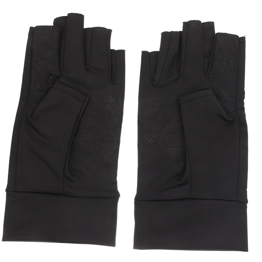balacoo 1 Pair Half-Finger Gloves Fitness Fishing Bike Ice Silk, 17.5X9CM, Black