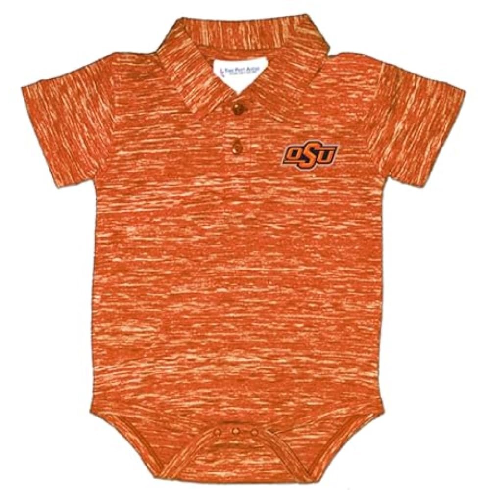 Two Feet Ahead Oklahoma State Cowboys Space Dye Short Sleeve Golf Polo Baby Bodysuit Creeper Newborn Infants (Oklahoma State Cowboys, 0-3 Months)