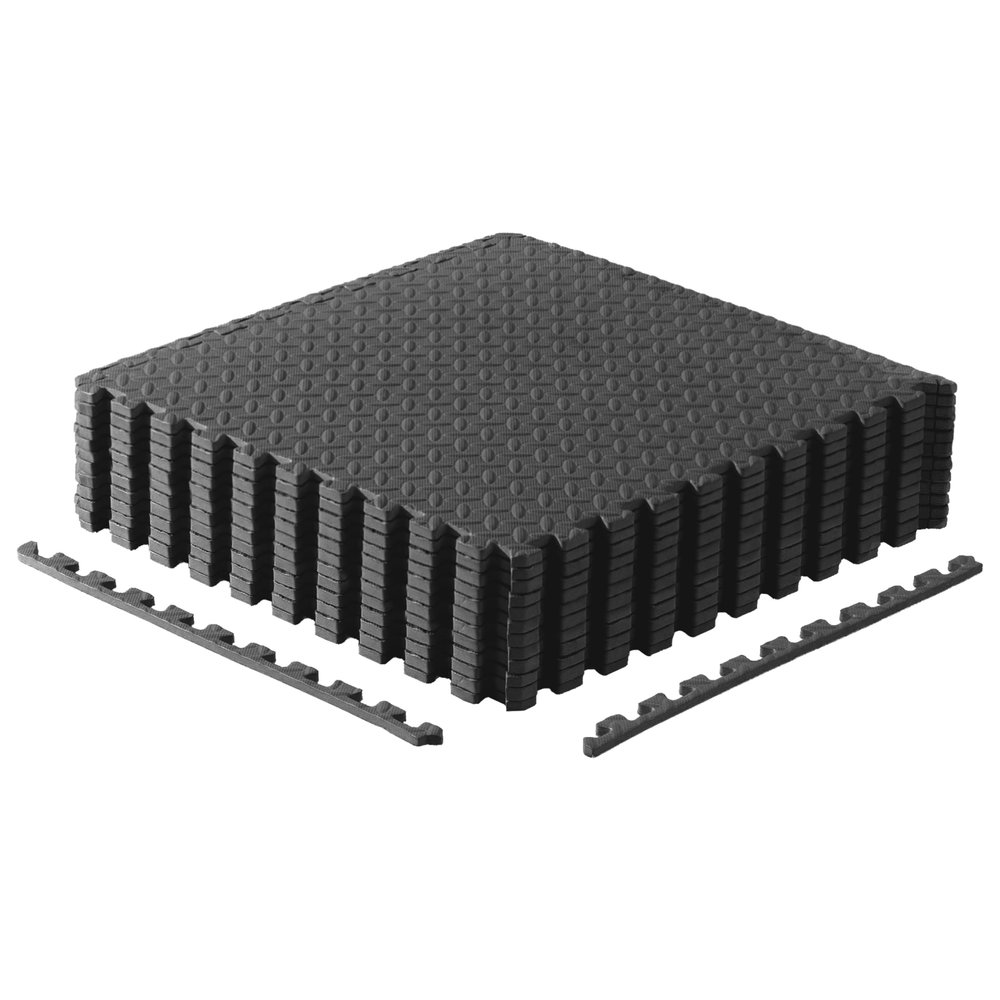 CAP Barbell 1/2-Inch Interlocking EVA Foam Exercise Puzzle Mat Home Gym Flooring - 2 Pack | 24" x 24" x 1/2" | Diamond Pattern - Black