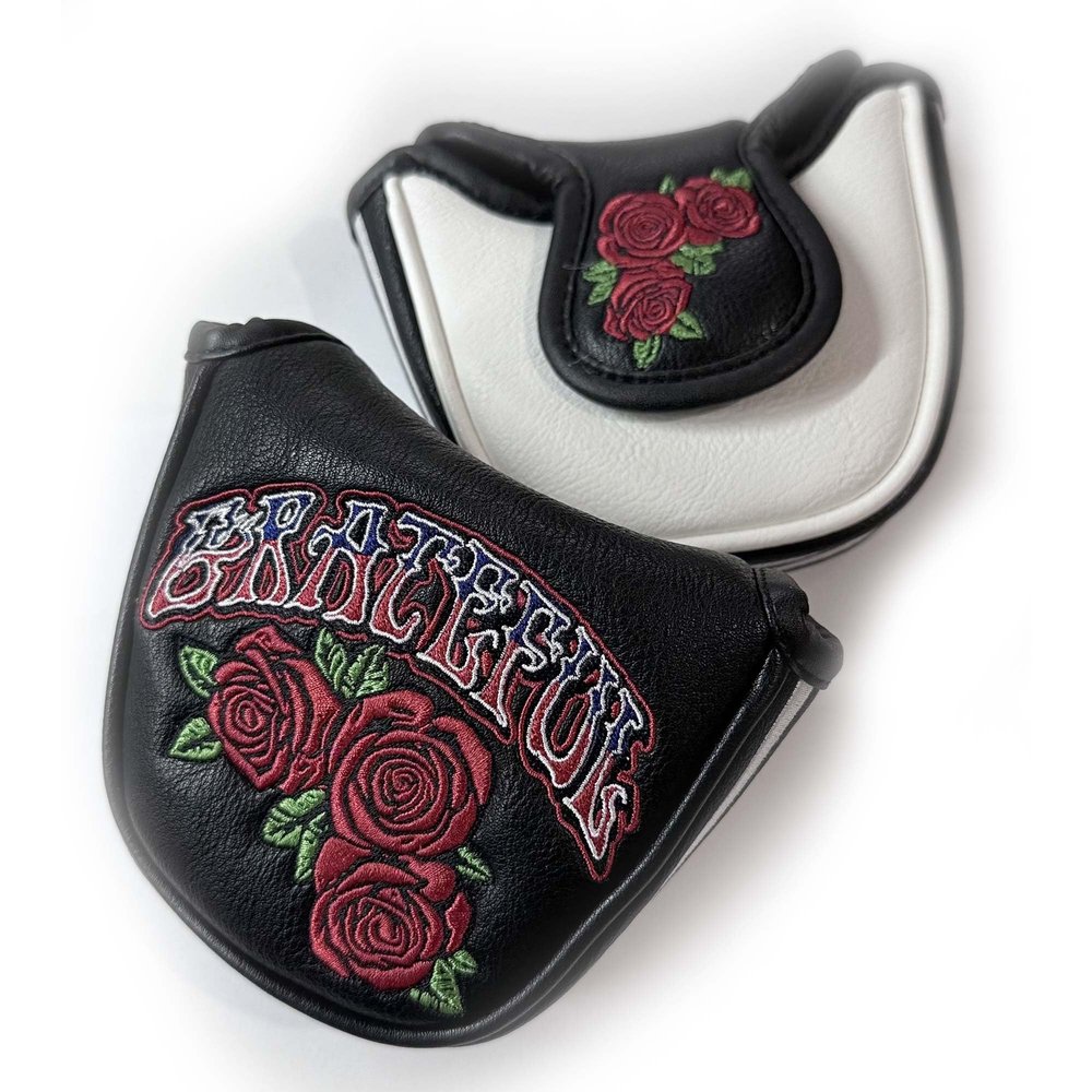 Grateful  Leather Grateful Roses Golf Mallet Putter Head Cover  Free U.S. Shipping!