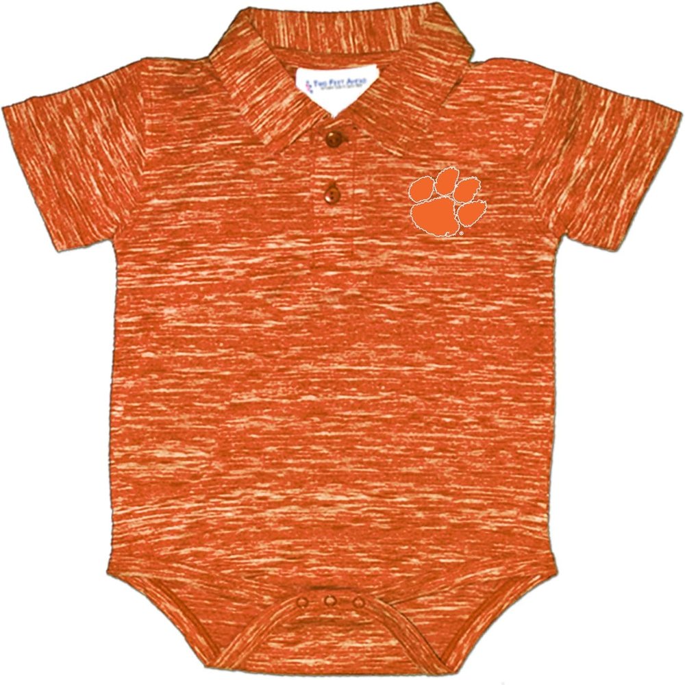 Two Feet Ahead Clemson Space Dye Short Sleeve Golf Polo Baby Bodysuit Creeper Newborn Infants (Clemson, 6 Months)