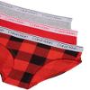 Calvin Klein Kids Girls' Modern Cotton Bikini Underwear 3-Pack, Red Buffalo Plaid/High Risk Red/Heather Gray, Medium view 2
