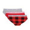 Calvin Klein Kids Girls' Modern Cotton Bikini Underwear 3-Pack, Red Buffalo Plaid/High Risk Red/Heather Gray, Medium view 3