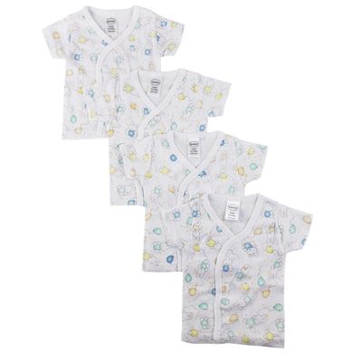 Bambini NC-0205S Unisex Infant Side Snap Short Sleeve Shirt, White - Small - Pack of 4