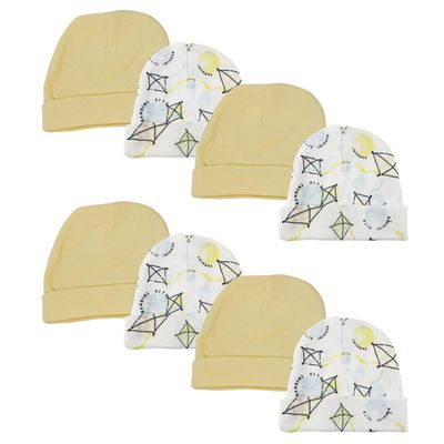 Bambini NC-0366 Baby Boy, Baby Girl, Unisex Infant Caps, White - Newborn - Pack of 8