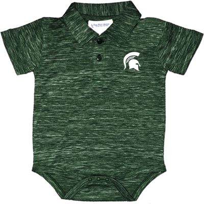 Two Feet Ahead Michigan State Spartans Space Dye Short Sleeve Golf Polo Baby Bodysuit Creeper Newborn Infants (Michigan State Spartans, 6 Months)